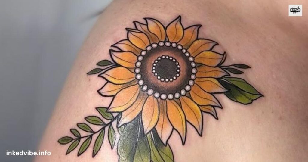 A Celestial Existence: Majestic Colorful Sunflower Tattoo