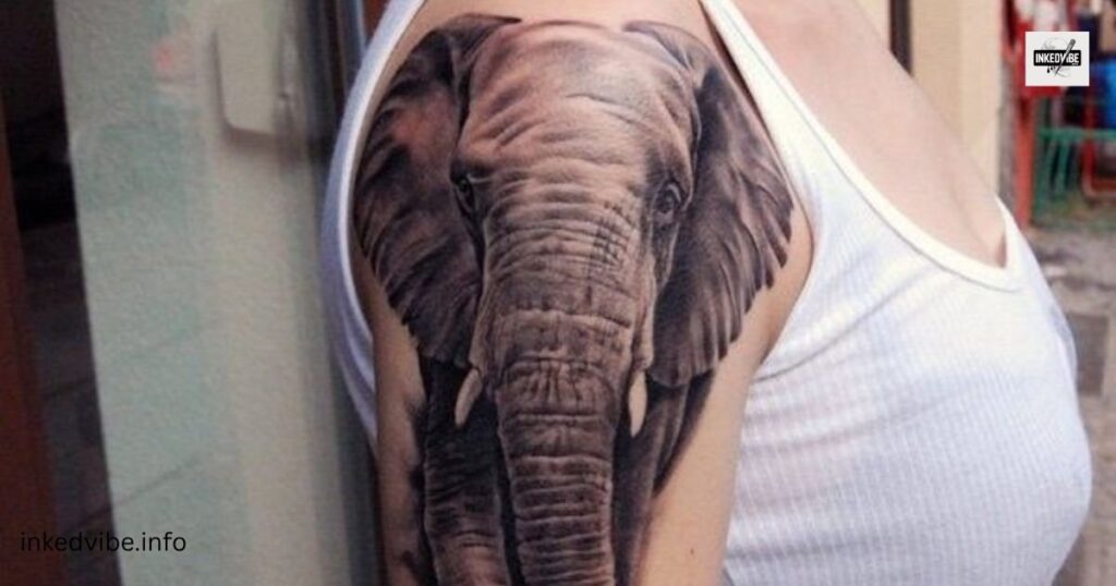 A Depthful Composition: Patterned Small Elephant Tattoo