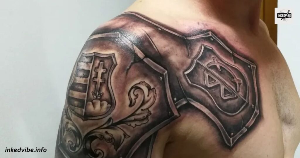 A Fearless Stare: Powerful Viking Armor Tattoo