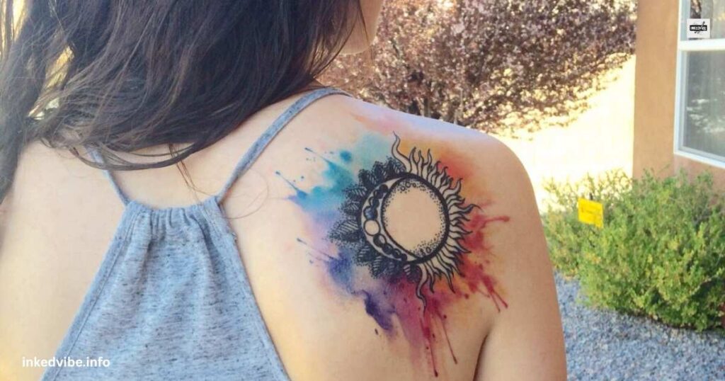 Blackwork and Line Art Eclipse Tattoo Concepts