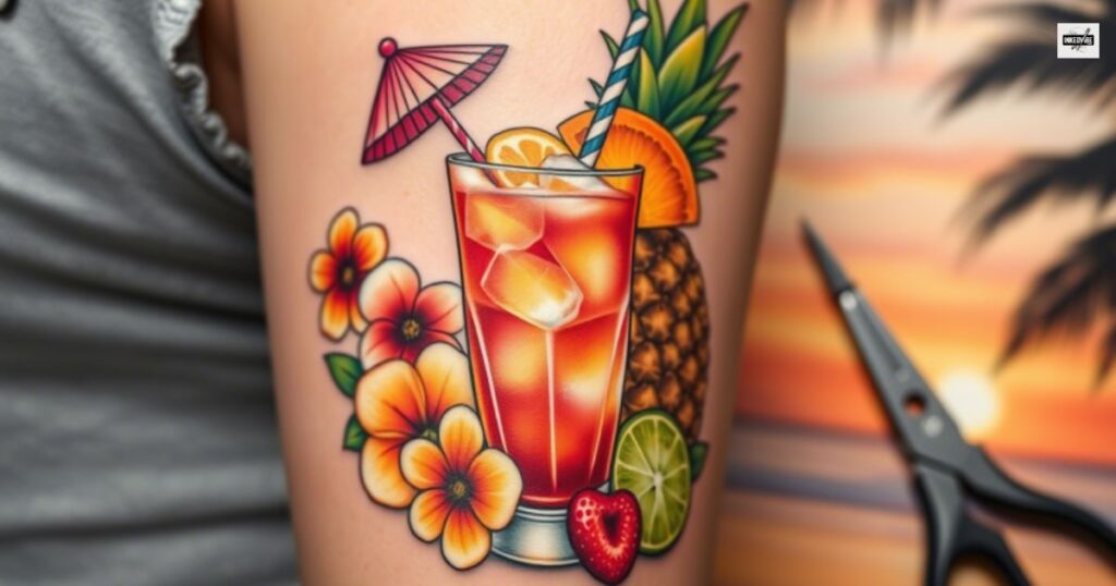 Bold and Colorful Cocktail Tattoo Styles