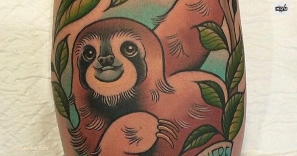 Breaking The Indiscrimination: Curious Black And White Sloth Tattoo