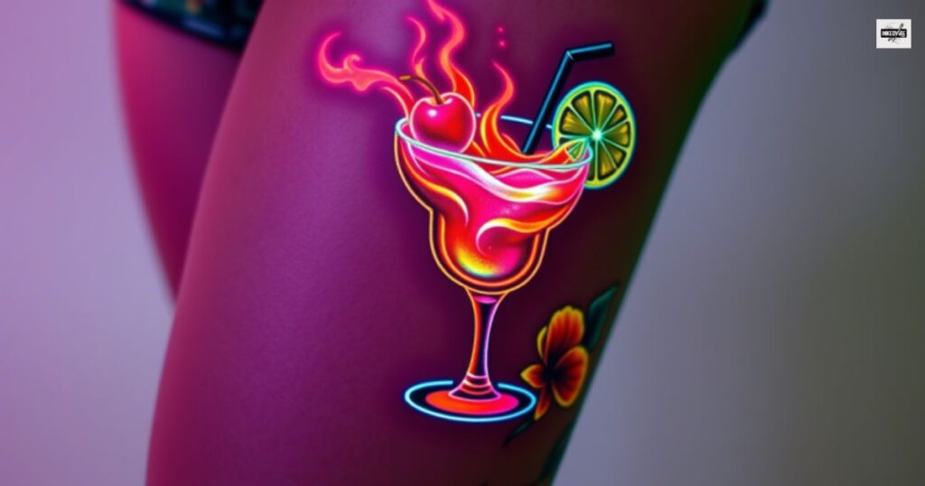 Cocktail and Fire Tattoo
