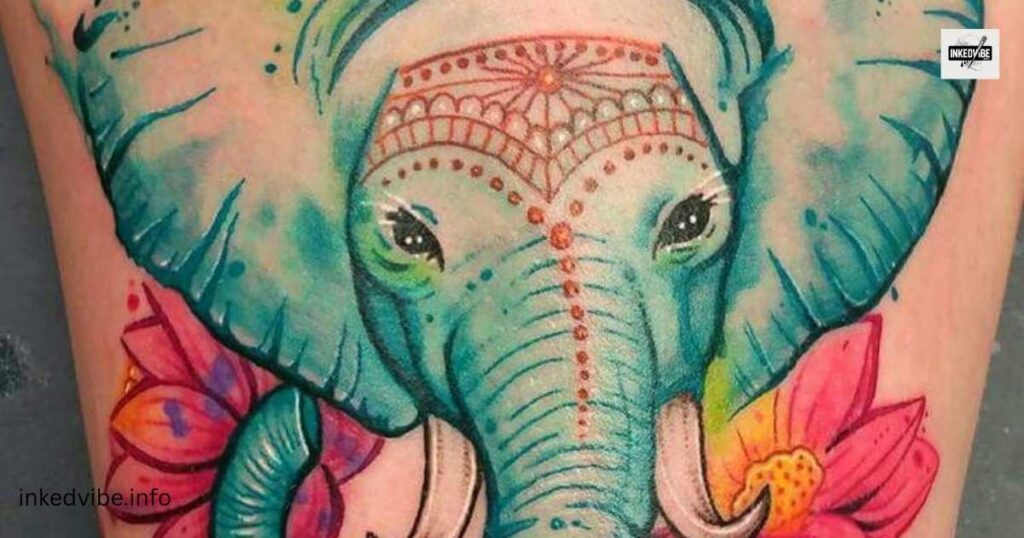 Encapsulation Of Prosperity: Shaded Elephant Symbol Tattoo