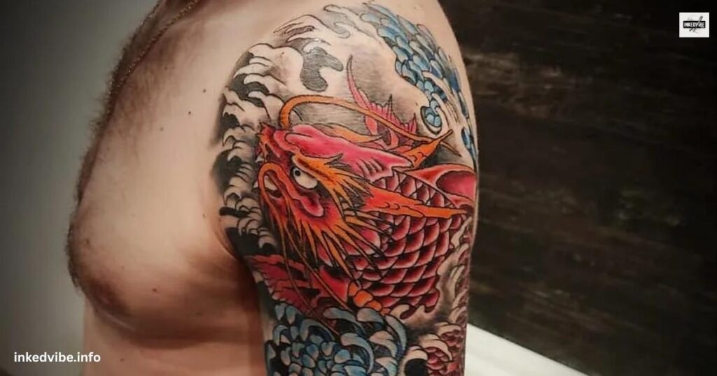 Eruption Of Fire: Ravishing Red Dragon Shoulder Tattoo