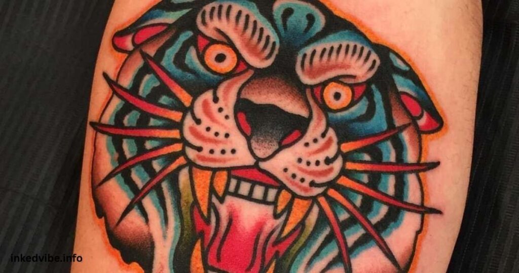 Menacing Jaws: Frightening Sak Yant Tiger Tattoo