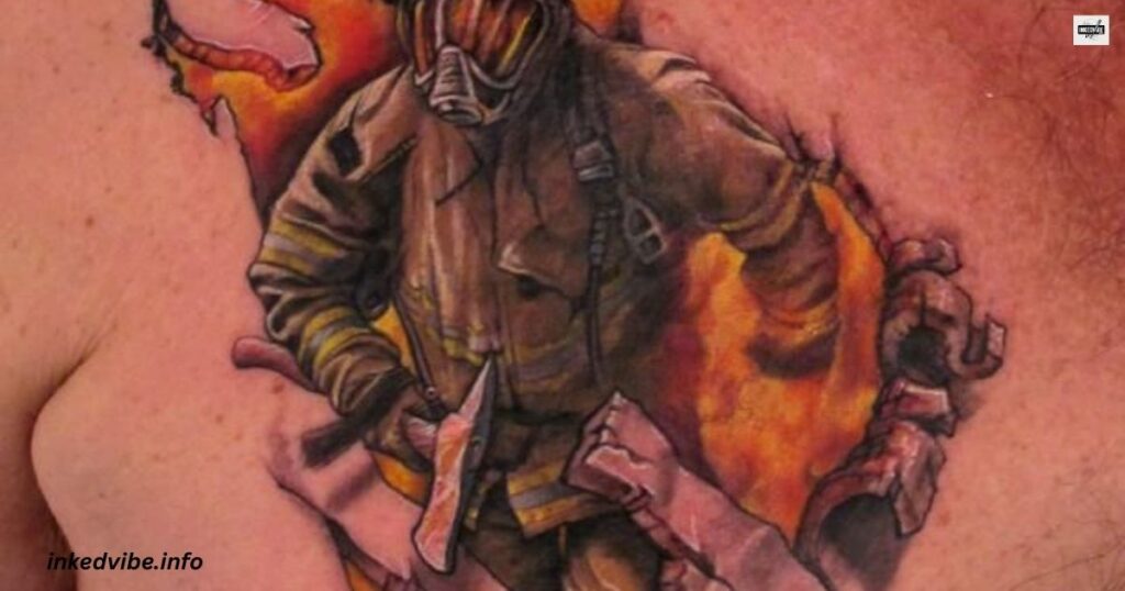 A Heartwarming Totem: Adorable Firefighter Raccoon Tattoo