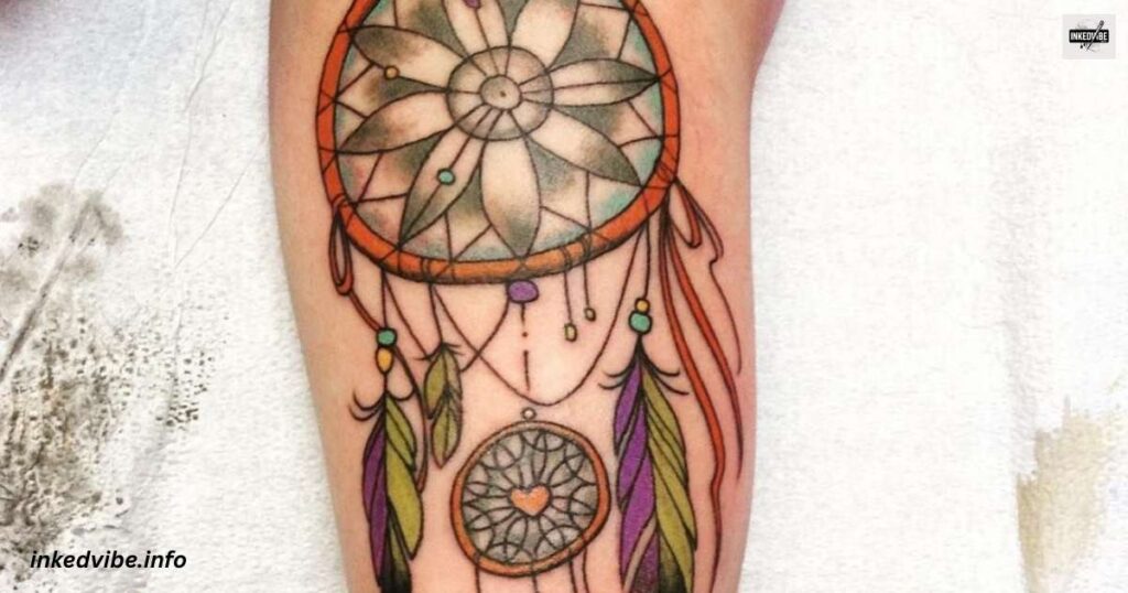 Beam Of Luminescence: Surreal Moon And Dreamcatcher Tattoo
