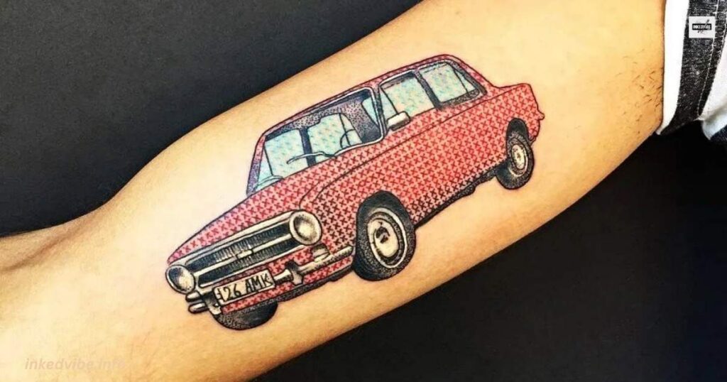 Bloom Of Radiance: Eye Catching Traditional Car Tattoo