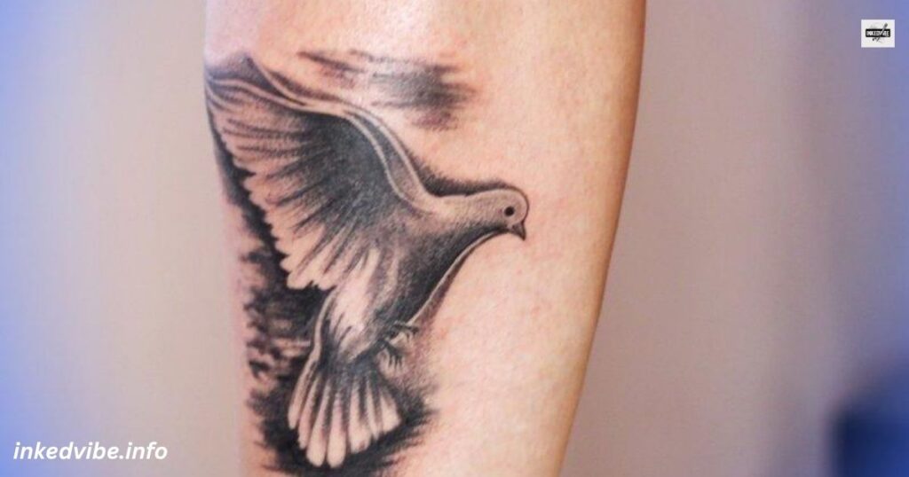 Display Of Raw Emotions: Layered Rose And Dove Tattoo
