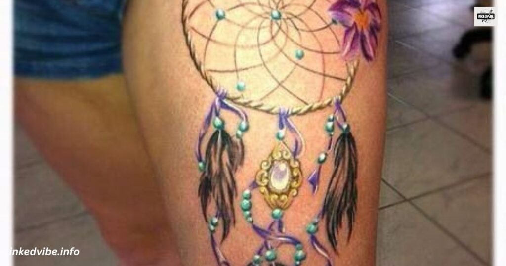 Dream Catcher Thigh Tattoo