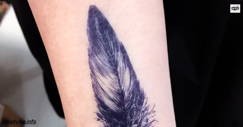 Flower Feather Tattoo On Forearm