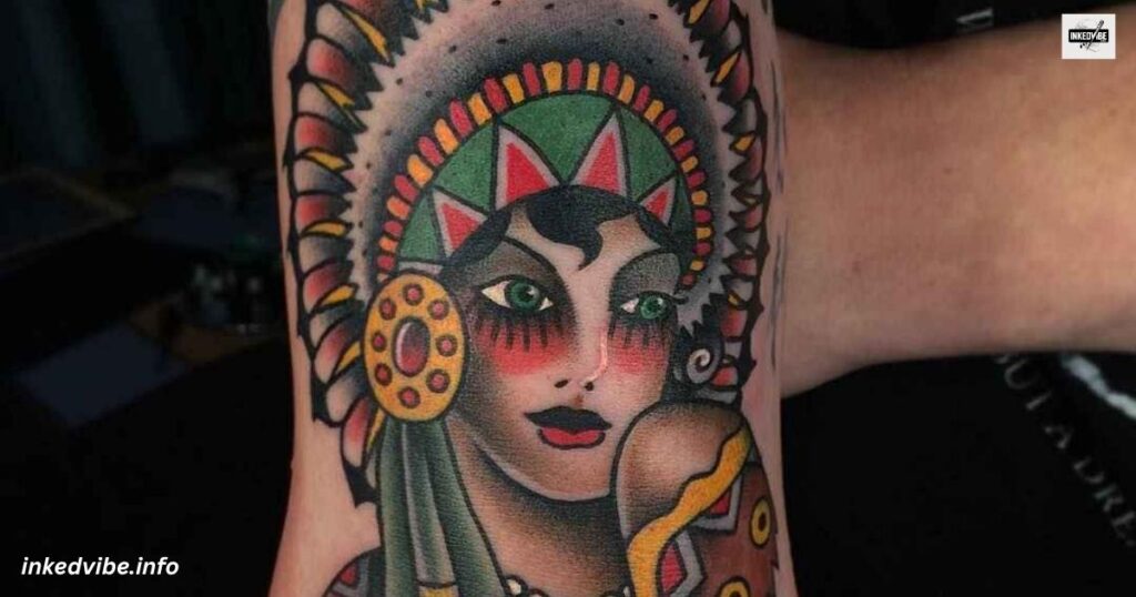 Line Between Life And Death: Morbid Native American Skull Tattoo