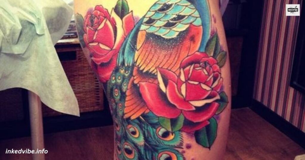 Peacock Thigh Tattoo