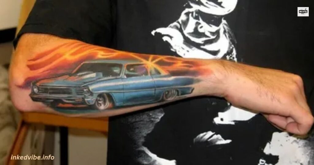 Splash Of Radiance: Attractive Watercolor Car Tattoo