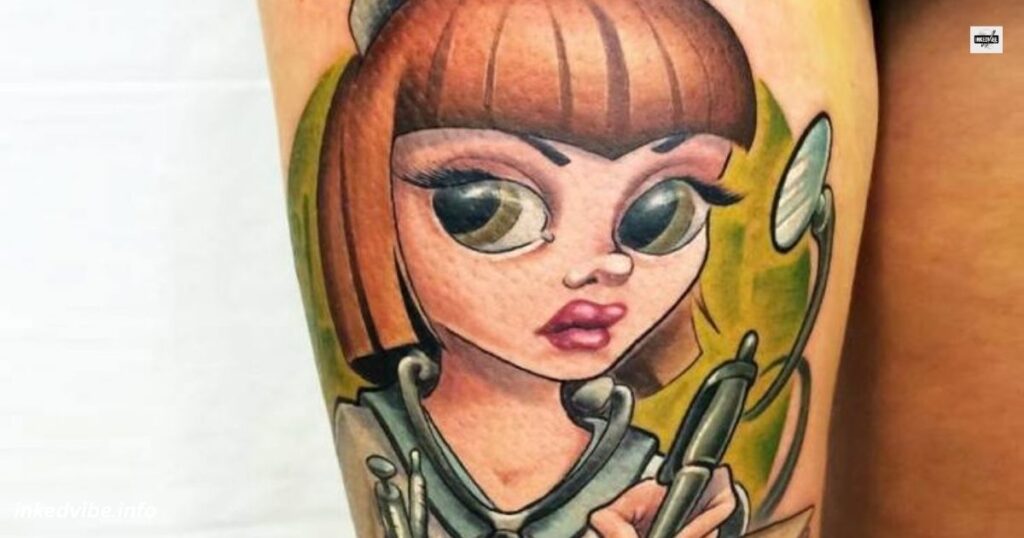 Violent Grasp Of Death: Morbid Nurse Skull Tattoo