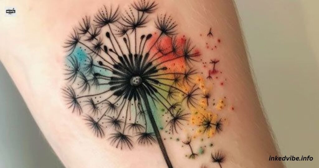 Rainbow Dandelion Tattoo