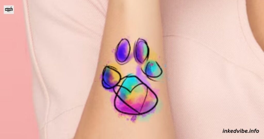 Rainbow Paw Print Tattoo